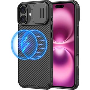 Nillkin Magnetic for iPhone 16 Case, Upgraded Slide Camera Protection, Compatible with Magsafe, Slim Shockproof Protective Phone Case for iPhone 16 6.1 inch, Black