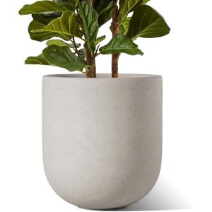 LE TAUCI 12 Inch Pots for Plants, Ceramic Large Planters for Indoor Plants, Indoor Plant Pots for Home Garden Patio Office, Planter Pots with Drainage Hole and Rubber Plug, Neutral Gray