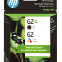 HP 62XL Black / 62 Tri-Color Ink Cartridges, N9H67FN, 2 / Pack 2 PK