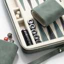 Backgammon Sets for Adults and Kids, Classic Backgammon Board with Unique Checkers Dice, Folding Faux Leather Backgammon Case, Portable Travel Backgammon Game Set (Green)