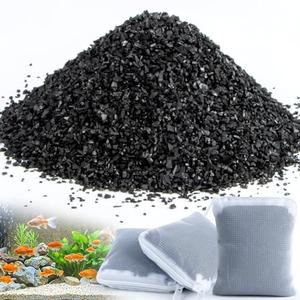MAQIHAN 0.9 LB Activated Charcoal Pellets - Activated Carbon Aquarium Filter Media Charcoal Pellets for Fish Tank Supplies Media Bags for Aquarium Coconut Shell Charcoal (410G, 3 Nylon Bags)