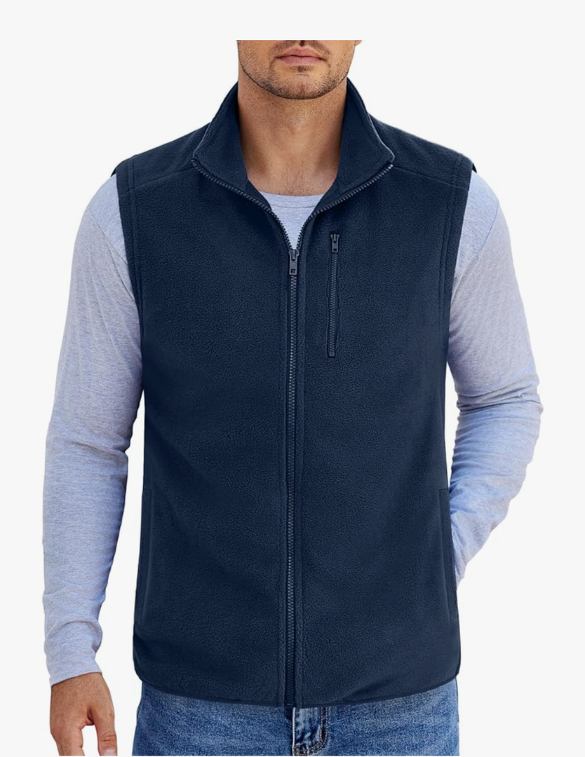 COOFANDY Men's Lightweight Fleece Vest Sleeveless Zip Up Warm Jacket Casual Outerwear Vests With Pockets Size XXL