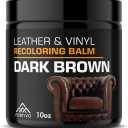 FORTIVO Leather Recoloring Balm, Color Restorer for Couches and Car Seats, Leather Scratch Remover and Dye, 10 oz (Dark Brown)