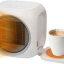 Space Heater with Mug Warmer, Electric Space Heaters for Indoor Use with Thermostatc, Candle Warmer Pate for Bedroom, Office, Large Room Use (White)