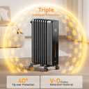 DREO Oil Filled Radiator Heater for Indoor Use, 8 Safety Protection, 1500W Electric Heaters for Large Room, 8 Fins, with Remote, 4 Modes, Digital Thermostat, 24H Timer, Quiet
