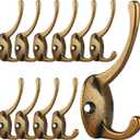 IBosins 12 Pack Antique Brass Coat Hooks Wall Mounted with 24 Screws Retro Double Hooks Utility Antique Brass Hooks for Coat, Scarf, Bag, Towel, Key, Cap, Cup, Hat