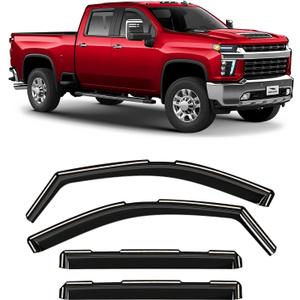 Voron Glass in-Channel Extra Durable Rain Guards for Chevrolet (Chevy) Silverado/GMC Sierra 2500HD/3500HD 2020-2026 Crew Cab, Window Deflectors, Vent Window Visors, 4 Pieces - 200298