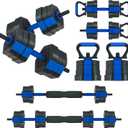 VIVITORY Dumbbell Sets Adjustable Weights, Free Weights with Connector, Non-Rolling Adjustable Dumbbell Set, Barbell for Home Gym, Hexagon, Cement Mixture (45LB BLUE)