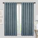 RYB HOME Velvet Curtains 63 inches Length, Back Tab & Rod Pocket Soft Fabric Curtains & Drapes for Bedroom Bathroom Cafe, Stone Blue, W 42 x L 63, 2 Panels Set