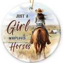 3 x Just A Girl Horse Lovers Ornament 2025 - Animal Lover Gifts for Girls, Teens, Friends, Horse Gifts for Women, Ceramic Ornaments for Christmas Tree Decorations, for Farmhouse Decor