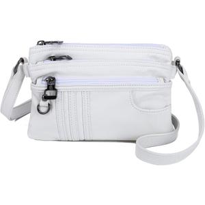 MINICAT Treble Pockets Small Crossbody Purse Cell Phone Purse Shoulder Bags for Women (White)
