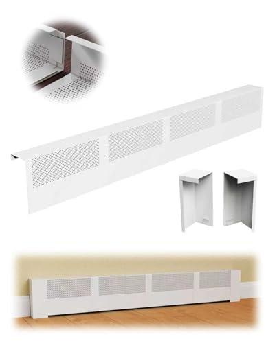 Baseboard Heater Covers, 4Ft DIY Size Baseboard Cover with Endcaps for Replacing Old Hydronic Hot-Water Baseboard Radiator Covers, Easy Slip-On and Rust Proof Baseboard Heat Front Cover for Home