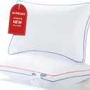 Pillows Standard Size Set of 2, Fluffy Bed Pillows for Sleeping, Standard Pillows 2 Pack with Hotel Quality, Firm and Supportive Down Alternative Pillow for Side and Back Sleeper, 20" x 26" (Navy Blue/Rose Red)