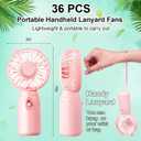 Glooglitter 36 Pcs Mini Portable Fans Bulk Handheld Battery Operated Fan with Lanyard for Makeup Eyelash, Cooling Lightweight Pocket Personal Fans for Wedding Outdoor Use (Pink Blue White Green)