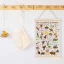 laveliabel Western Cowboy Alphabet Poster Hanger Frame, Western Cowboy Nursery Banner Poster with Wood Hanger, West Alphabet Educational Wall Art Decor for Kids Toddler Baby Boy Room, 12x16in