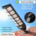 WERCHTAY Solar Street Lights Outdoor Waterproof, 15000LM 6500K Solar Flood Light Dusk to Dawn, Motion Sensor & Remote, Upgraded Metal Fixing Rod for Wind/Snow, Wall/Pole Mount (2 Pack)