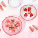 Glass Salad Bowl Irregular Lotus Flower Shape Serving Bowls, Mixing Nut Bowls for Kitchen Fruist, Snack, Dessert, and Ice Cream Candy Dishes (Crystal Gradient Pink, Medium)