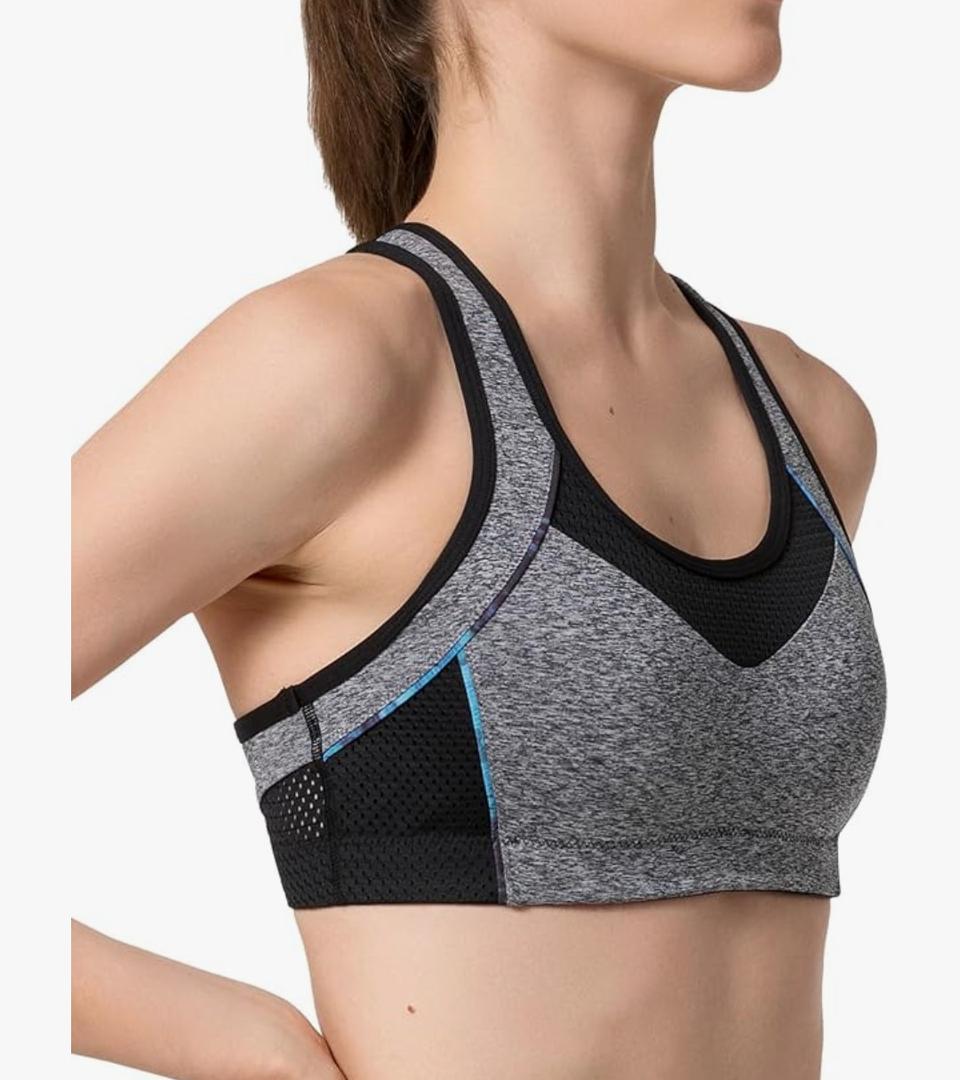 Yvette Sports Bras for Women High Impact Support Racerback Sports Bra Plus Size No Underwire for Running Workout 2XL, Yvette Grey