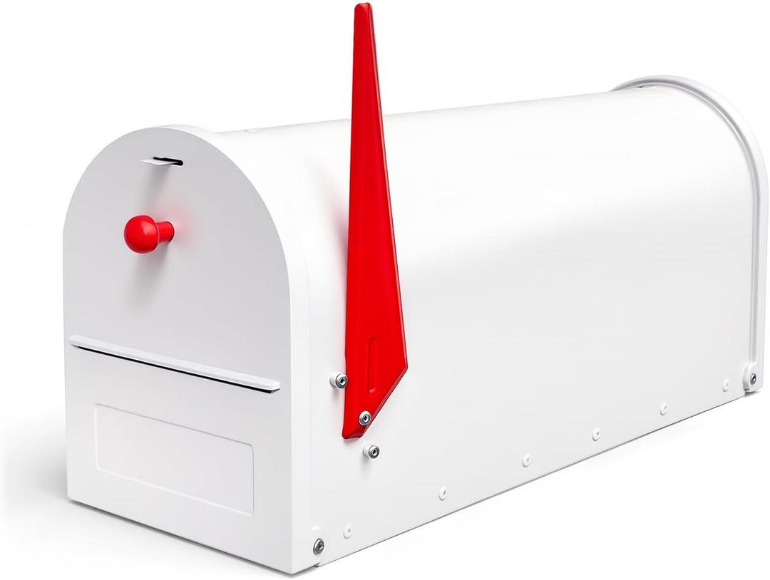 Large Mailboxes for Outside, Black Metal Mailbox, Galvanized Steel Post Mount Mail Box, Large Capacity, 21.97 x 13.62 x 18.35 Inches White