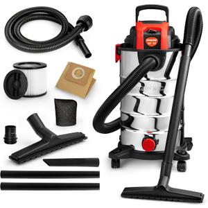 Shop-Vac 8 Gallon 4.0 HP Wet/Dry Vacuum with Blower Function, Stainless Steel Tank, Portable Shop Vacuum with Wheels, Includes Filters, Hose & Accessories, Ideal for Garage and Workshop