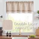 jinchan Farmhouse Linen Valance for Living Room Windows 16 Inch Slubbed Crossed Double Layer Window Valance Light Filtering Rustic Country Overlay Rod Pocket 1 Panel Blush Beige