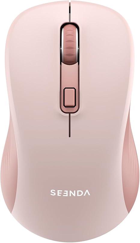 seenda Bluetooth Wireless Mouse, Bluetooth & 2.4G USB Dual Mode, Quiet Clicks, Smooth Tracking, 3-Level Adjustable 1600 DPI,Compact and Portable Mouse for Laptops, Tablets and More-Pink