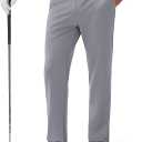 MAGCOMSEN Men's Golf Pants Classic Fit - 30"/32"/34" Stretch Water Resistant Quick Dry Flat Front Dress Pants with 5 Pockets (38W x 32L, Light Grey)