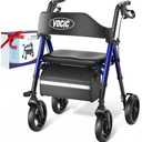 Walkers for Seniors, Z21 Rollator Walker with Seat Supports 350lb, 8" Big Wheels for All Terrain, Ergonomic Arc Seat & 6" Ultra Backrest Foldable Walker, Dual Height Adjustment, Lightweight 2025