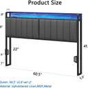 Queen Headboard Only with Storage & Outlets,Bed Headboard Queen Size,Gray