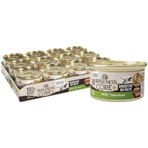 Wellness CORE+ Digestive Health Pate Adult Canned Wet Cat Food, Natural, Protein Rich, Grain Free, Turkey Recipe, 3 oz, Pack of 11 Cans, BBD: 09/08/2028