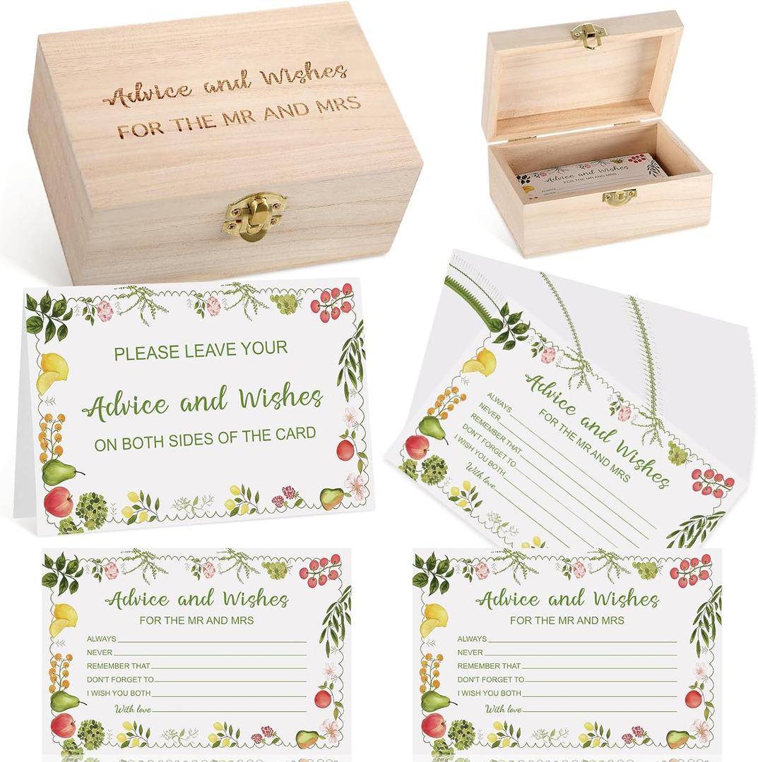 She's Fresh off the Market Bridal Shower Advice and Wishes Cards Box 50 Pcs Floral Bridal Shower Games Cards Farm Gardener Advice Box for Bride Groom Bachelorette Wedding Party Favor