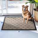 Mibao Front Door Mat, Heavy Duty Durable Welcome Mat for Outdoor Indoor, Dirt Trapper Waterproof Super Absorbent Door Mat for Entryway Outside Patio Porch, 35.5" x 24", Beige