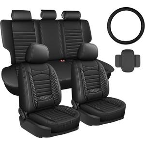 JIAMAOXIN Custom Seat Covers for Toyota RAV4 2019 2020 2021 2022 2023 2024 2025 LE, XLE, XLE Premium, Limited, Base, SE (Not for Hybrid) RAV4 Seat Covers Leather Full Set (Black, 5 Seats)
