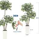 GarveeHome 5ft Artificial Ficus Tree,Tall Faux Floor Plant with White Tall Planter -Fake Plants for Home Decor Indoor with 3 Natural Trunks & White-Edged Leaves,Faux Greenery Tree for Garden Decor