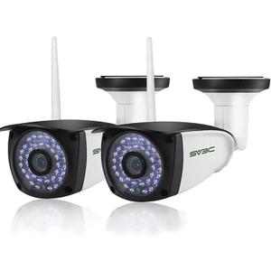 SV3C WiFi Security Cameras Outdoor, 2 Pack 1080P Two-Way Audio Exterior IP Camera, Outside Surveillance Cam Supports Motion Detection, ONVIF Conformance, IP66 Waterproof, RTSP,Max 128GB SD Card Record (Pair)
