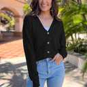 Arach&Cloz Womens Wool Blend Lightweight Spring Business Casual Cardigan Sweaters (Black, XL)