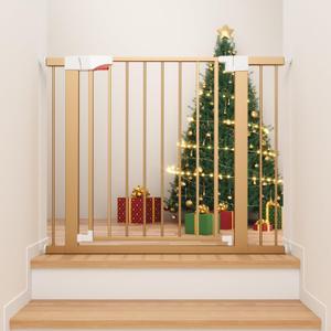 Paws Portable Pet Gate, Auto Close Dog Gate Indoor for Doorways & Stairs, Easy Install Pressure Mounted Pet Gate with Walk Thru Door