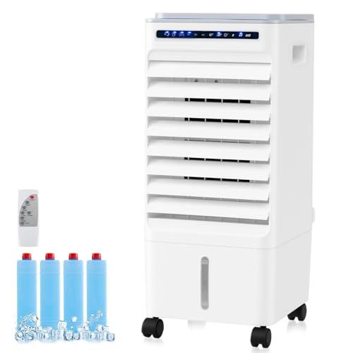ARLIME 3 in 1 Evaporative Air Cooler, Windowless Swamp Cooler with 4 Modes, 3 Speeds, 7H Timer, Wide Oscillation, Remote, Double Tanks and 4 Ice Packs, Cooling Fan for Bedroom Living Room Office