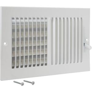 EZ-FLO 10 x 6 Inch (Duct Opening) Air Vent Cover for Wall or Ceiling, Two-Way Ventilation Register, Solid Steel HVAC Register Cover, White, 61610