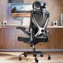 Ergalithic Ergonomic Office Chair - X-Shaped Computer Desk Chair Comfy, Gaming Chair, Office Chair with Lumbar Support, Mesh Office Chairs with Headrests, Desk Chair for Long Hours (Black Silver), 27.6 Inches X 17.3 Inches X 49.2 Inches
