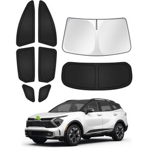 Canvcle Window Shades for 2023-2025 2026 Kia Sportage Accessories Windshield Sun Shade Side Rear Window Covers Sunshade Sun Visor Shield Privacy Protection for Camping Keep Vehicle Cool Black 8PCS