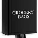 Calindiana Modern Farmhouse Metal Magnetic Grocery Bags Holder for Plastic Bags with Lid and Kitchen Organizer and Storage Wall Mount Grocery Bag Dispenser Space Saving, Black