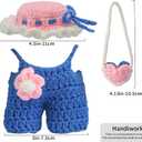 17cm Doll Clothes(NO Doll), Cute Dolls Outfit Accessories with Accessories, Hand Crocheted Hat, Sweaters, Bag, Small Kawaii Clothes Set for DollsBlue