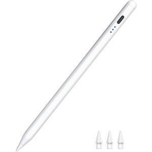 Stylus Pen for iPad 2018-2025, Fast Charging Magnetic Pencil (1st Generation) with Tilt Sensitivity & Palm Rejection for iPad Air 3/4/5/M2/M3, iPad mini 5/6, iPad 6/7/8/9/10/11, iPad Pro 11"/12.9"/M4 (Cool White)