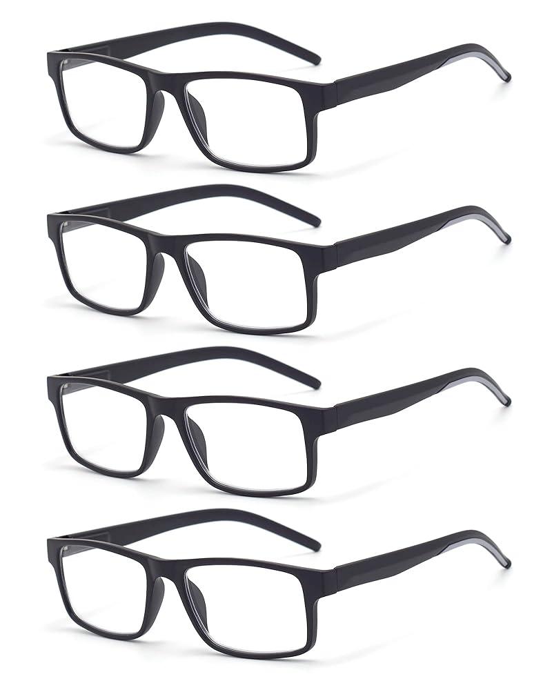 4 Pack Reading Glasses Men Women Spring Hinges Comfortable Glasses for Reading