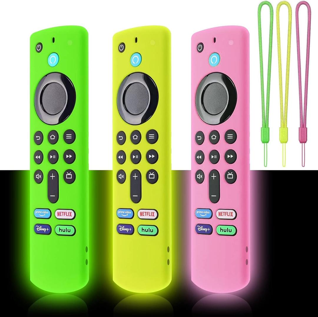 [3Pack] Firestick Remote Cover Compatible with FireTV Stick 4K/HD | Fire Cube | Fire Stick 4K Plus, Glow in the Dark Makes It Easy to Find