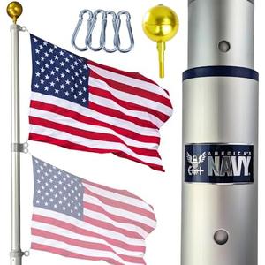 Service First Heavy Duty Telescoping Flagpole Kit (US Navy, 25 Foot)