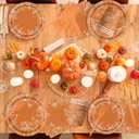 Fall Pumpkin Dinnerware Decorations,142pcs Thanksgiving Fall Leaves Tableware Include Pumpkin Plates and Napkins Cups Tablecloth Banner for Harvest Autumn Party