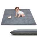ACOMOPACK 1.3" Thick Baby Play Mat for Floor 50x50"-Memory Foam Water-Repellent Playpen Mat for Tummy Time,Non-Slip Soft Velvet Nursery Rug for Kids,Toddlers,Infants CrawlingGrey