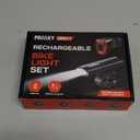 High Lumen Bike Light Set, Prasky Rechargeable Bicycle Lights Front and Rear, Super Bright LED Headlight, IP65 Waterproof Multiple Modes Road Mountain Bike Lights for Night Riding (Black)